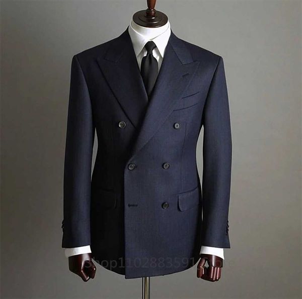 Ternos masculinos Blazers calças blazer moda Moda de cor sólida masculino negócio comercial Duas de peito de peito noivo Vestido de noivo Host Groom Host Tuxedo