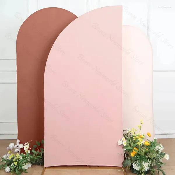 Party -Dekoration 152cm/4,99ft 2 Seiten Spandex Hintergrundabdeckung für Halbgewölbecreme Beige rosa Hintergrund