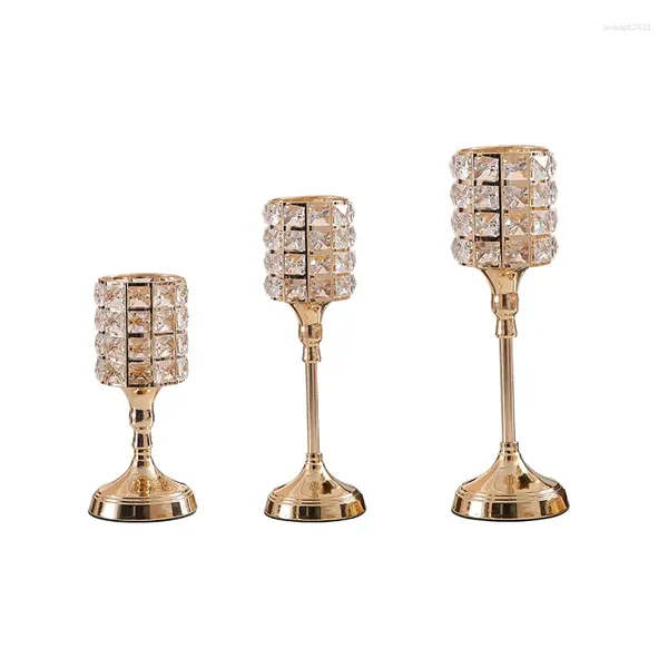 Candele A039 in stile europeo Nordic Luxury Crystal Gold Candlestick Room Home Tavolo da pranzo romantico DEGENIZIONE DELLA DEGENITO