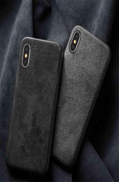 Случаи по сотовым телефонам итальянский корпус Alcantara для iPhone 11 Pro Max 12 14 13 Mini SE3 6 7 8 Plus Case Suede Leather для iPhone XS Max XR1109057