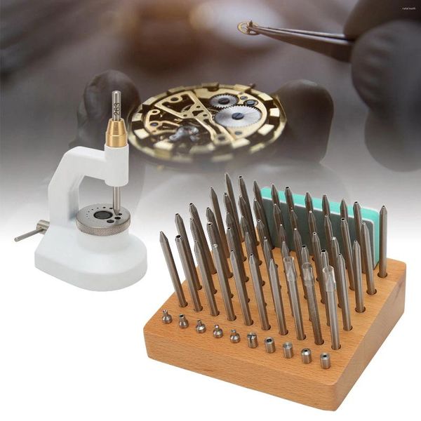 Guarda i kit di riparazione di strumenti di collocazione set kit di punzonatura Jewelling di orologiaio con 50 pugni 10 strumenti di posta in gioco