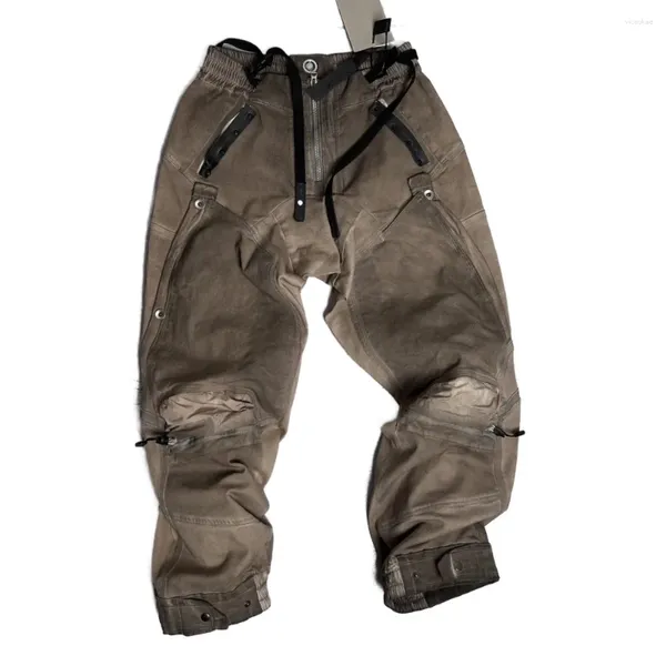 Pantaloni maschili scuri avant garde wasteland techwear designer di nicchia marchio sporco lavaggio olio artigianale in difficoltà