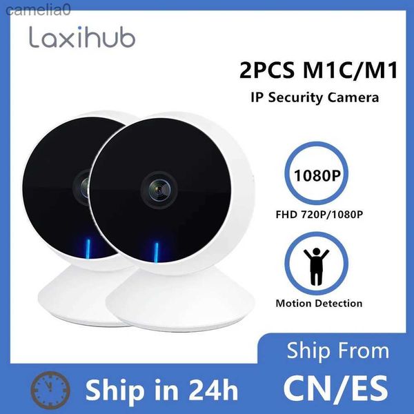 Câmeras IP Laxihub 2pcs Mini Câmera IP Wi -Fi Monitor de bebê 720p/1080p Detecção de movimento Night Vision Smart Home Monitoramento interno Camerac240412