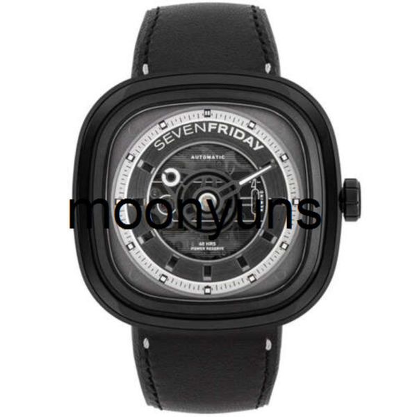 Sevenfiday Watch Designer Uhren siebenfriday Herren Uhr T-Serie T Black Power Reserve Leder-Gurt T1-04 Hochqualität