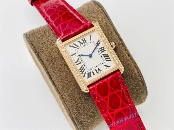 2024 New V8 Factory Women's Weln's Welphide Strap Square Tamanho de 31mm/35mm Sapphire Mirror Designer Relógios