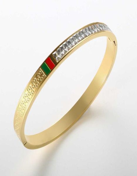 Nuovo smalto di moda con braccialetti di strass quadrato Donne uomini famosi marchi inossidabile braccialetti in acciaio inossidabile gioielli di lusso Q07173414599