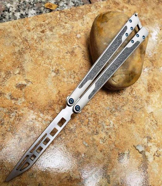 TheOne Balisong Ex10 Ex10 Trainer Trainer Trainer Trainer Not Sharp Titanium Химера углеродное волокно качание джилт -ножи Squid Snake 7537992