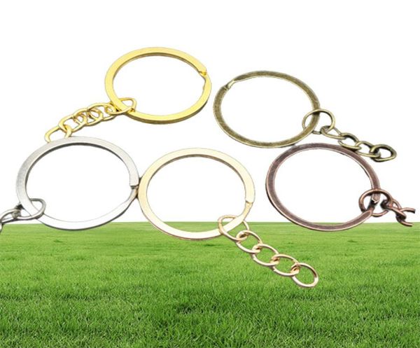 Schmuckzubehör 50pcslot Key Kette Key Ring Bronze Rhodium Gold Farbe Runde Split Keyrings Keychain -Schmuck Making Whole5150508077531