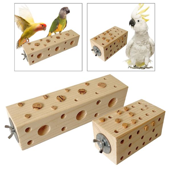 Parrot öğütme oyuncakları Papağan masaüstü bulmaca yemleme eğitim oyuncakları kuş ahşap blok çiğneme oyuncak hamster evrakeets Budgie