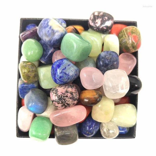 Estatuetas decorativas 100g/saco (8 a 12pcs) Pedra polida natural 15mm a 25 mm Reiki Conjunto de cristal de chakra gemas de pedra gemas