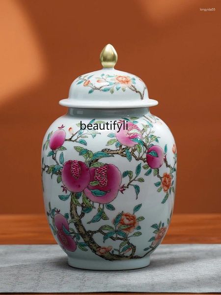 Vasos Ningfeng Kiln Jingdezhen Vaso Decoração Cerâmica Sala de estar Neo Ornamentos de estilo chinês Entrete panela de chá