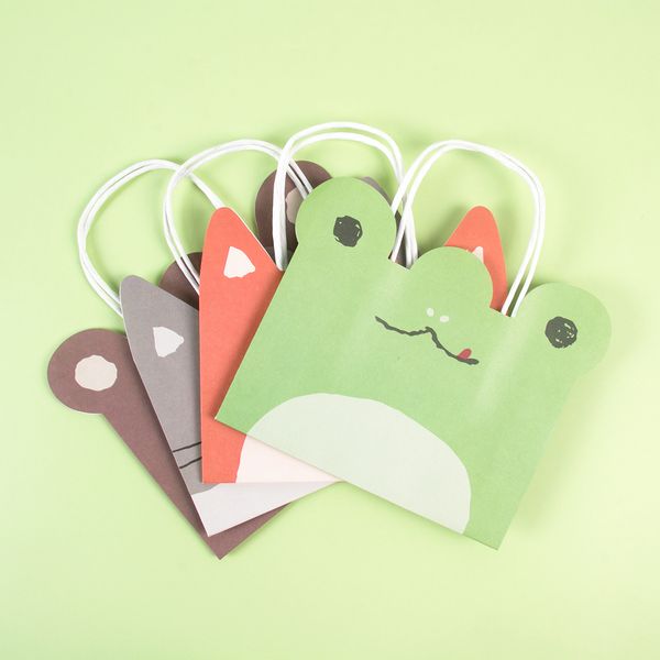 4 pezzi simpatici gatti orso gatto rana sacchetti regalo per animali selvatici selvatici forniture per feste baby shower offerte per la festa di compleanno borse