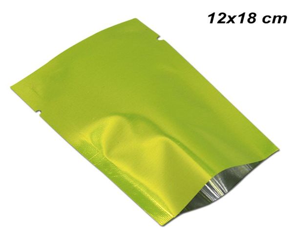 100 PCs 12x18 cm grüne Aluminiumfolie Offene Top -Verpackungsbeutel Lebensmittelqualität Vakuum Mylar Packung Beutel Hitze Kaffeee Pulver St5822036