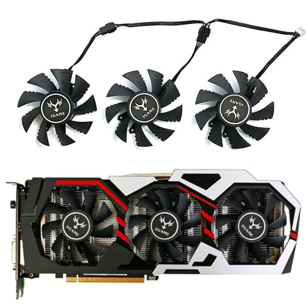 Pads 3PCS 75 мм 4PIN GTX 1060 1070 1070TI 1080 ХУЛЕР ГПУ для красочного IGAME GEFORCE GTX 1060 1070 1070TI 1080 Графический вентилятор охлаждения