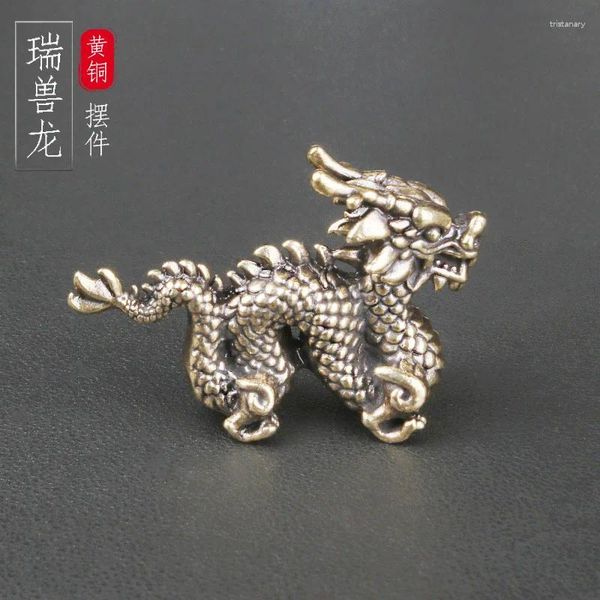 Orecchini di collana set ornamenti desktop drago in ottone ornamenti zodiacali cinesi antichi decorazioni per animali domestici antichi vecchi