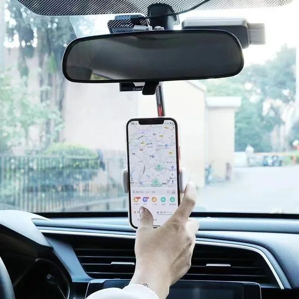 360 Derece Araba Dikizim Aynası Montaj Telefon Tutucu İPhone 12 GPS Koltuk Akıllı Telefon Araba Telefon Tutucu Stand Ayarlanabilir Destek