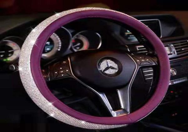 Coperchio del volante per diamante completo auto Diamondstudded ruota del volante Coperchio di copertura per impugna