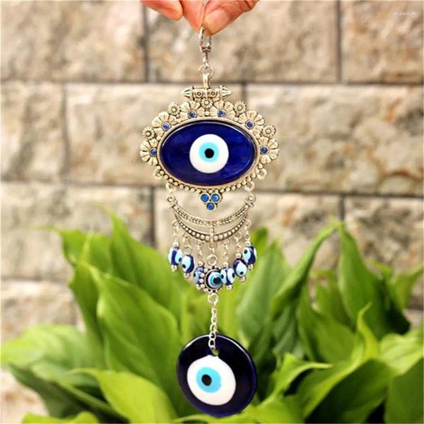 Dekorative Figuren türkisch blaues Glas Auge Amulett Hufeisen mit Elefantenband Ethnische Wand hängende glückliche Anhänger Windspielwagen Home Car