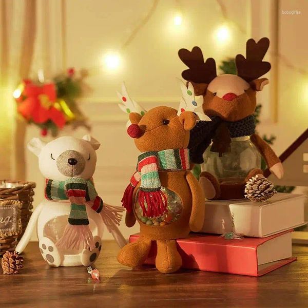Bottiglie di stoccaggio natalizio caramelle barattolo babbo Natale contenitori dolci con bottiglia di peluche per l'anno regalo per la casa decorazione della cucina