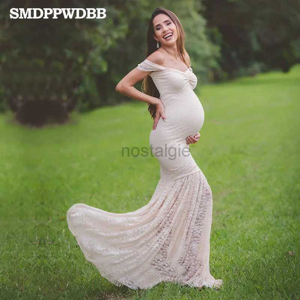 Горничные платья для беременных для беременных, фотосъемка, реквизит белый кружево сексуальное макси -платье элегантное беременность фотосессия женщины для беременных