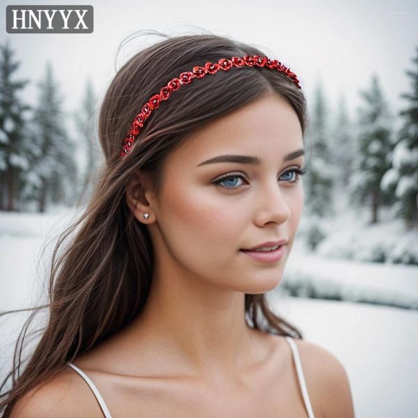 Clip per capelli Hnyyx Fashion Red Letrey Flower Hoop per donna di alta qualità Sinestone Sinestone Cravatta semplice Crystal Crystal A14