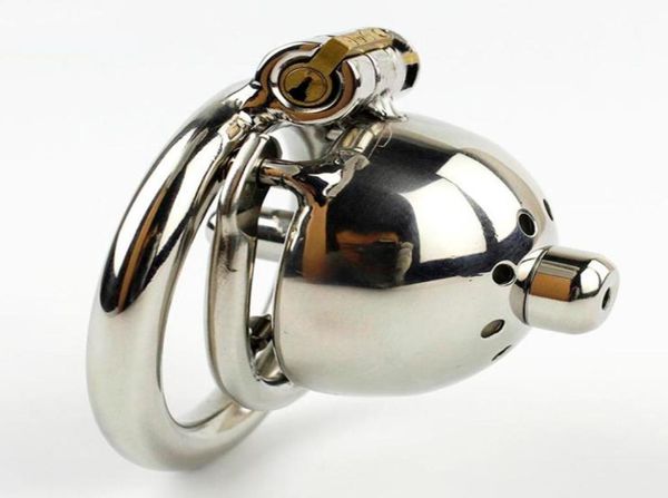 Nova gaiola de castidade masculina super pequena com sons uretrais removíveis, anel com anel de anel de anel de aço inoxidável dispositivo para homens galo cintilão