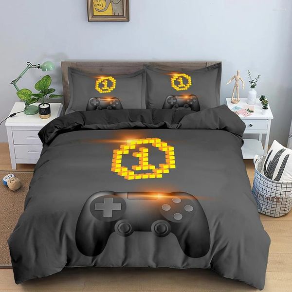 Bettwäsche -Sets Kinder Gamepad Set für Jungen Kid Twin Tröster Deckung Duvet Bunte Action -Tasten gedruckt Quilt weiche Mikrofaserbettspannung