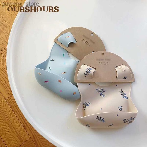 Bibs burp panni per bavaglini in stile stampato impermeabile in silicone morbido bambino che nutre motivi carini per bambini ragazzi e bambini piccoli regolabili Y240412