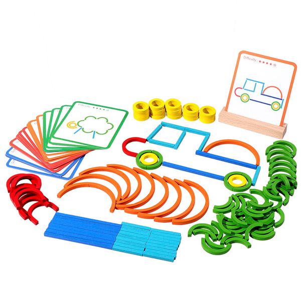 JOGO CRIATIVO CRIATIVO E RINGS PIZENCE Intelligence Game Montessori Toys educacionais da primeira infância para crianças de 3 anos de idade