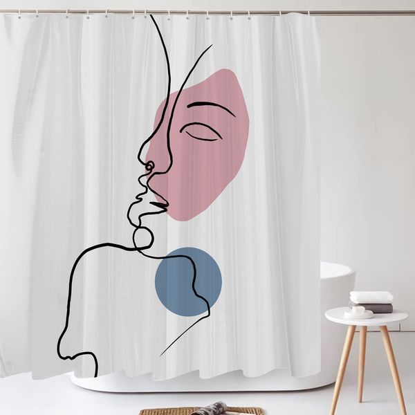 Linee di personalità astratte dipinte a mano Nordic Canda da bagno in panno poliestere con tende per decorazioni per la stanza per ganci