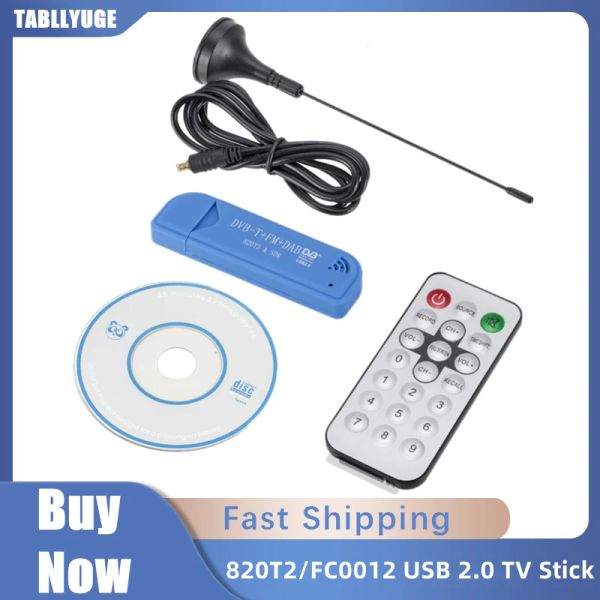 Box Mini Portable TV Stick 820T2 FC0012 Digital USB 2.0 TV Stick DVBT + DAB + FM RTL2832U Поддержка SDR Tuner Accessories