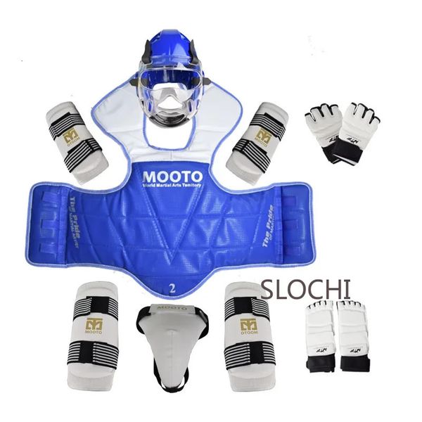 Taekwondo Protective Gear tatsächliche Kampfausrüstung Voller Set Dicker Wettbewerb Kampfsportkampffassschützentraining Set 240412