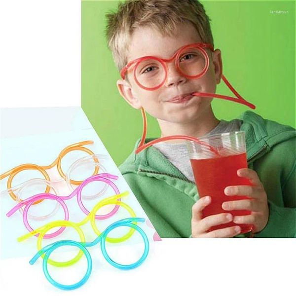 Bebida canudos divertidos de palha de plástico suave Ferramentas de tubo flexível Kids Novelty Toy Party Supplies Bar Kawaii