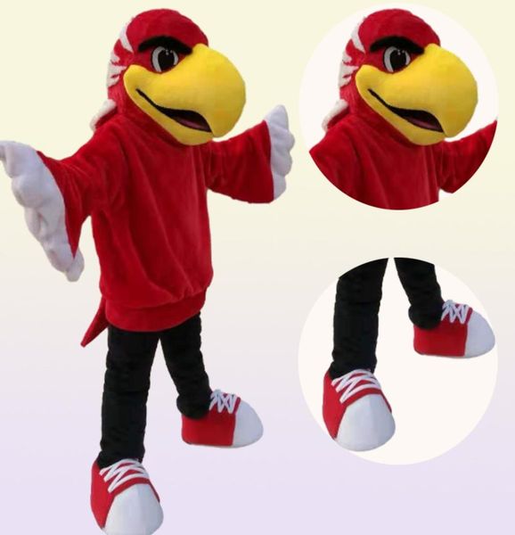 Alta qualidade Carnival Adult Red Eagle Mascot Costume Real Pictures Deluxe Party Bird Hawk Falcon Mascot Factory S6728754