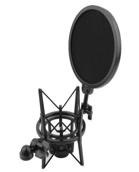 Neuer Mikrofonschock -Mount -Standhalter mit integriertem Pop -Filter -Bildschirm Mikrofonmikrofon Professioneller Schockmontage3274042