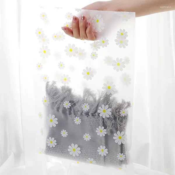 Wrap regalo 100pcs/lotto sacchetto di plastica a margherita glassata