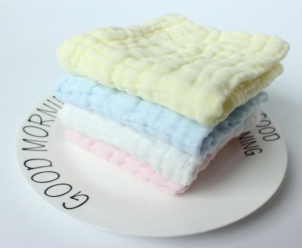 Asciugamani per bambini 100 asciugamano di mussolo di cotone 6 strati panni di rutta neonati di tela di organza solida fazzoletto per alimentazione per bambini 4 colori 30pc5139375