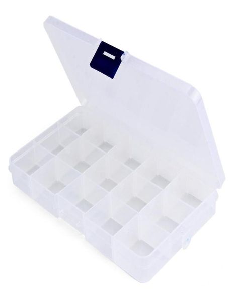 Cassetta per utensili per la pesca intera scatola di deposito in plastica trasparente 15 compartimenti contenitori per utensili per le orecchie di pesca del mare Box6826214