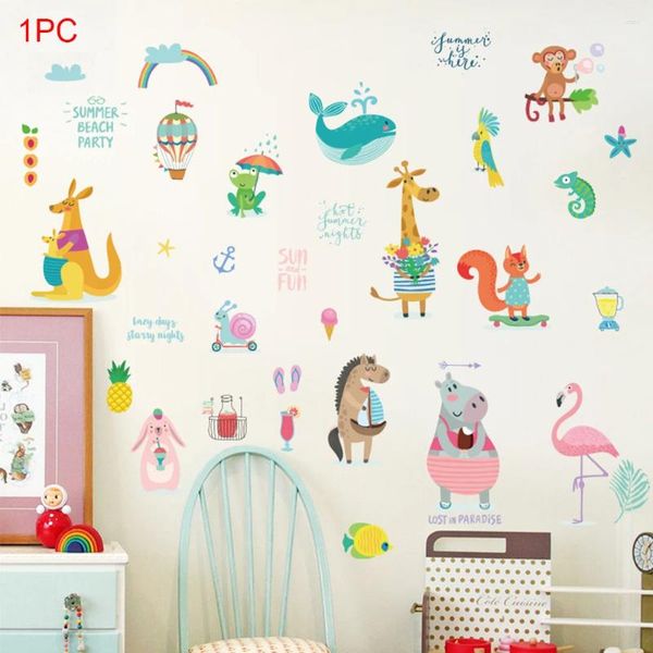 Adesivos de parede TV Background Bedroom PVC Decoração de casa Cartoon Kids Removable Animals Diy adesivo