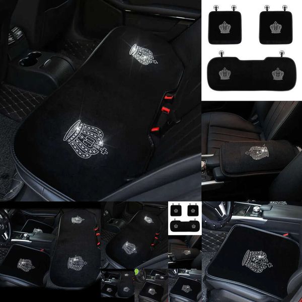 Nuovo peluche Crown Crown Diamond Auto Interior Cushion Accessori di sedili invernali di dimensioni universali Black Copri