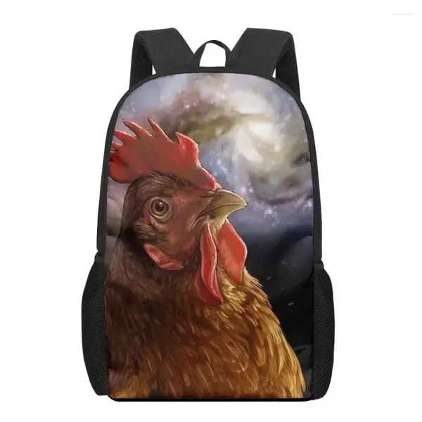 Schulbeutel Aquarell -Hühnchen -Rucksack für Mädchen Jungen Kinder Rooster Rooster Bookbags Elementary Bag Teens Casual Daypack zurück zu Geschenken