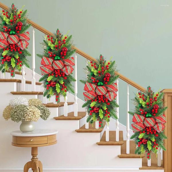 Flores decorativas de grinalda de barraia de escada plástica de plástico com decoração de escada de swag swag clara para o jardim em casa interno