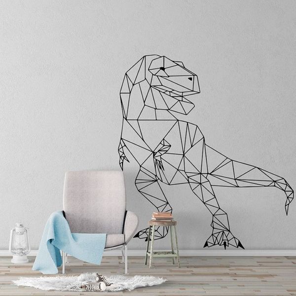 Большой геометрический динозавр T-Rex Wall Sticker Sticker Boy Комната Детская комната Парк юрский период