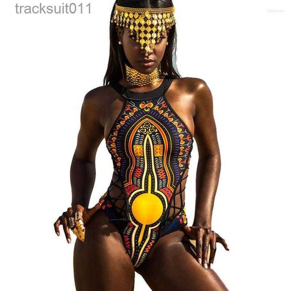 Frauen Badebekleidung Womens Badebekleidung sexy afrikanische Print One Piece Badeanzug Fe Thong Frauen Trikini 2023 Hoch geschnitten Monokini Rückenfreier Badeanzug Schwimm Lady C240412