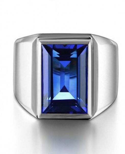 Victoria Wieck Men Jóias de moda Solitaire 10ct Blue Sapphire 925 Sterling Silver simulado Diamante Band Ring Ring Gif6089217