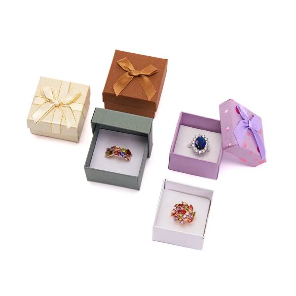 Mini Ringbox Bowknot exquisite Geschenkverpackung Schmuck Organisator Ohrringe Anhänger Aufbewahrungsbox Himmel und Erdabdeckung Hülle