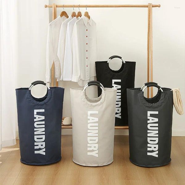 Bolsas de lavanderia cesta grande cesta dobrável Oxford Taber cesto com alça de alumínio Oversize para organizador de armazenamento doméstico