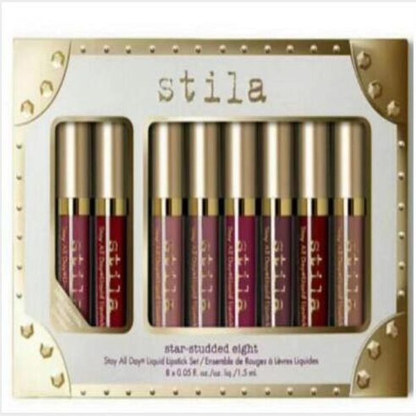STAR STAR CHILDDED 8 pezzi Lipstick Lipstick Set di lucidalabbra per tutti i giorni Long Laser Shimmer Libro Lip Lip Lip Lip Liblo Ship9835074