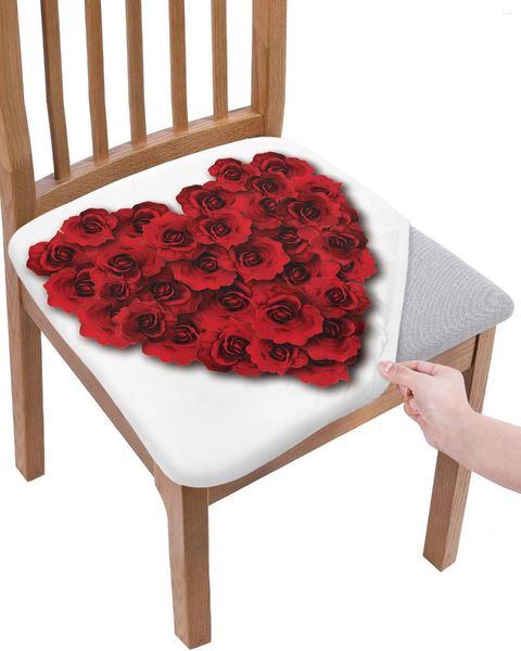 Coperture per sedie Valentine Love Red Rose Petali Cushion Stretch Dining 2Pcs Cover Cover Covers per casa El Banquet soggiorno