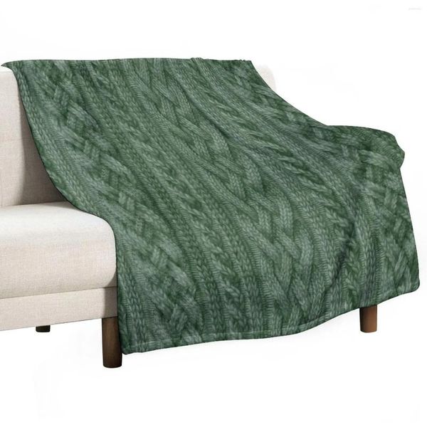Одеяла сосна зеленый кабельный вязаный вязаный вязаный